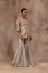 Rose gold opada silk jacket set with tissue gharara pants